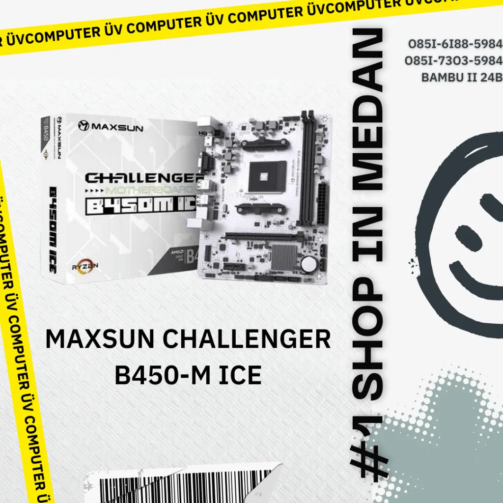 Motherboard MOBO MAXSUN Challenger Challenger B450M B450-M ICE | DDR4 | AMD AM4 | Micro M-ATX | Garansi Resmi 3 Tahun