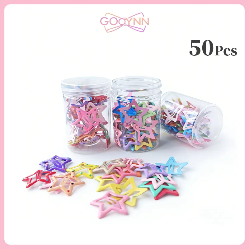 GOOYNN Set Jepit Ramber Bintang Polkad /Jepit Rambut Bintang Korea 50 Pcs / Kaleng / Jepit Rambut Bintang Berwarna-Warni / Aksesori Rambut Bintang
