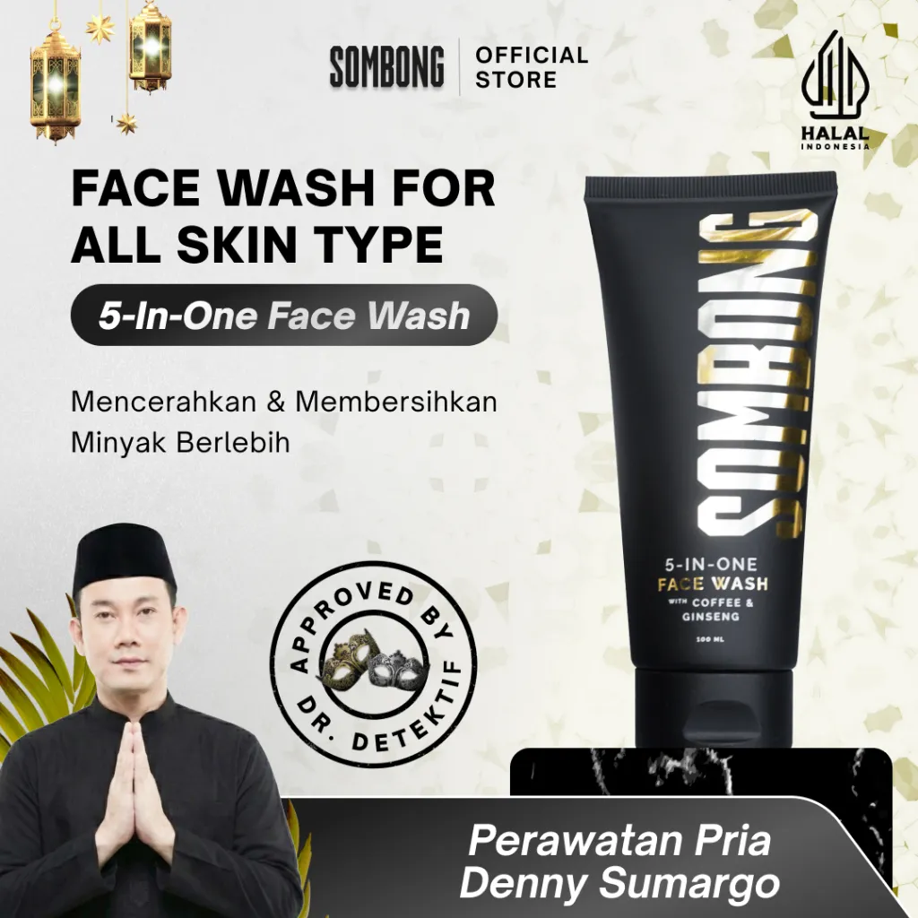 SOMBONG 5-in-1 Face Wash With Coffee & Ginseng Sabun Pembersih Wajah Pria 100ml