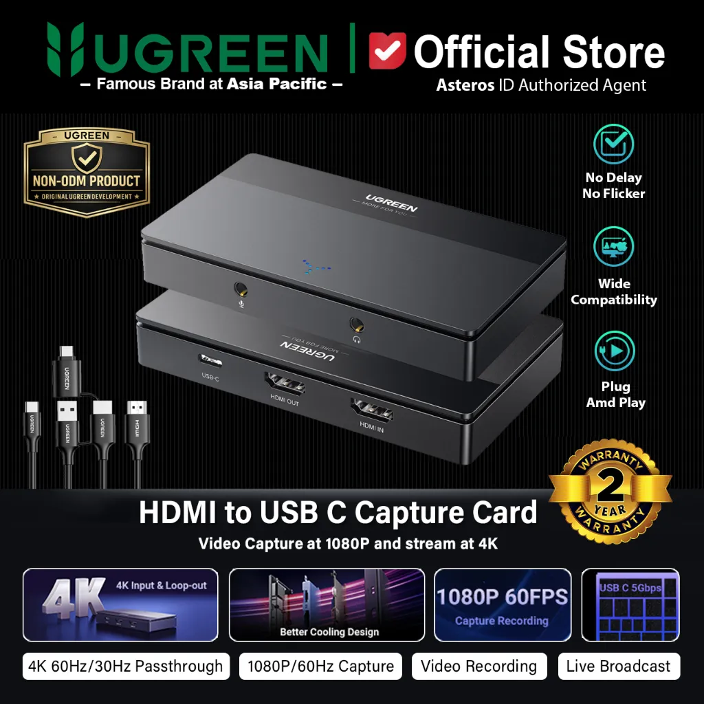 UGREEN Video Capture HDMI HD 4K 60Hz Game Video Streaming Record 15390A