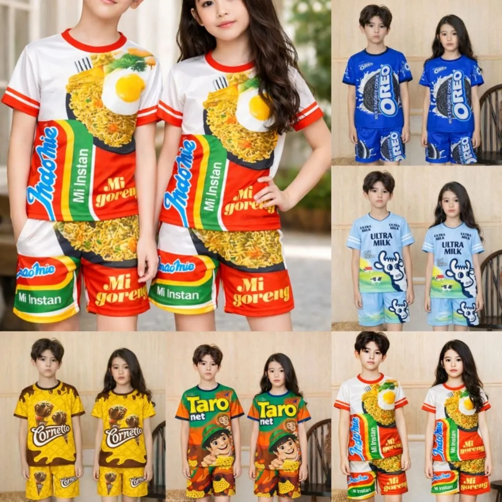 baju mie anak jersey stelan kaos celana pendek