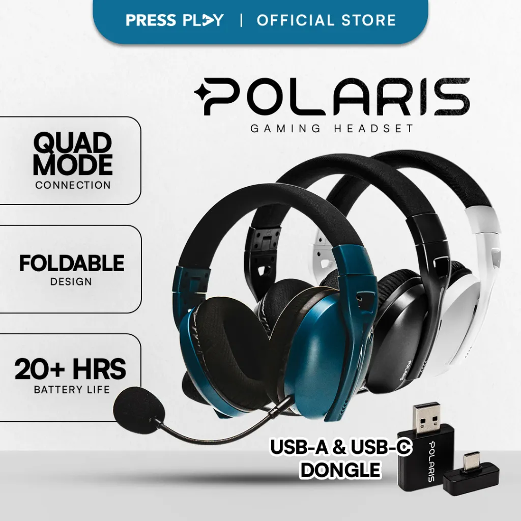 POLARIS Quad-Mode Gaming Headphones with Mic by Press Play
