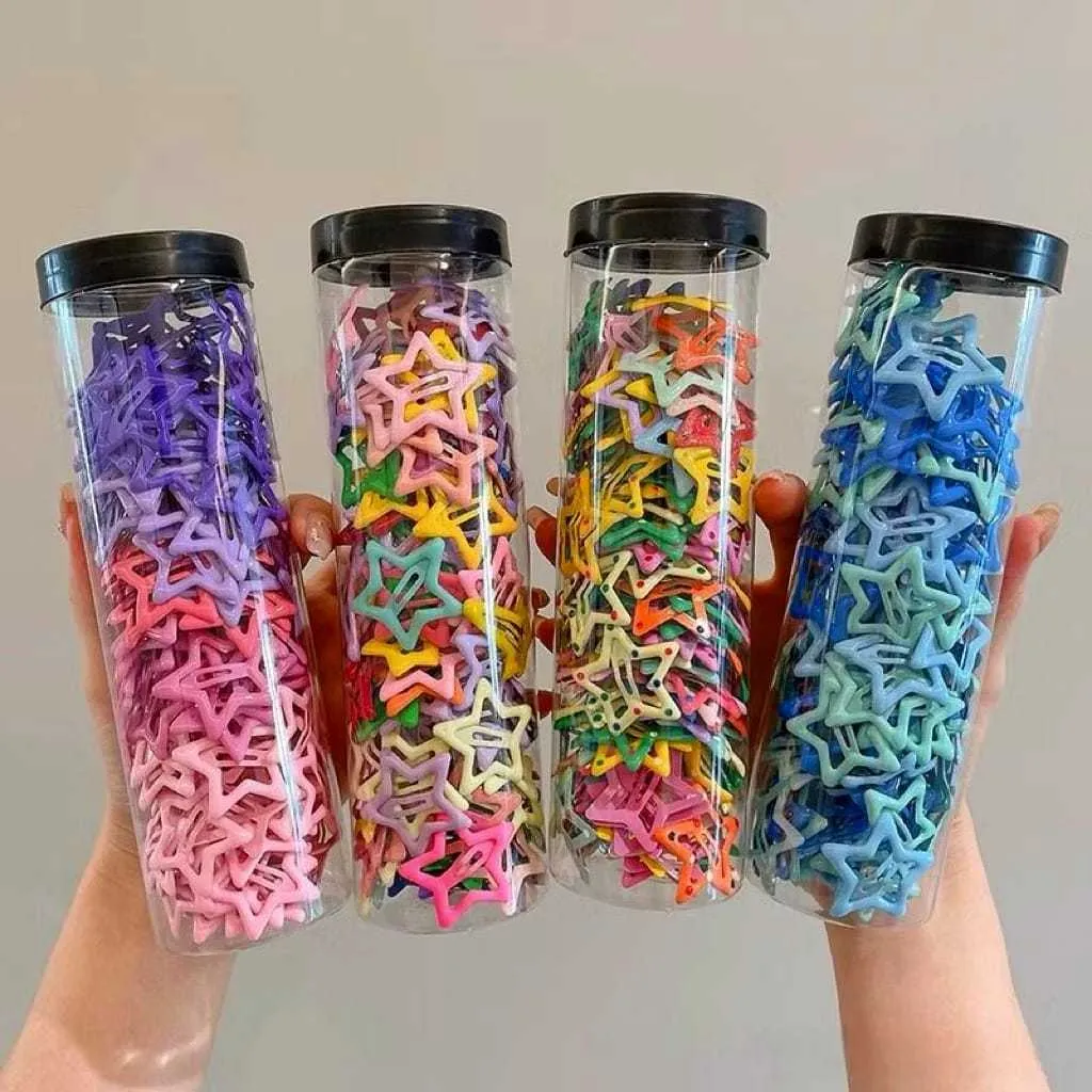 Jepit Rambut Bintang Korea 100pcs 50pcs Kaleng Toples Berwarna-warni Aksesori Rambut BN2JPT 08