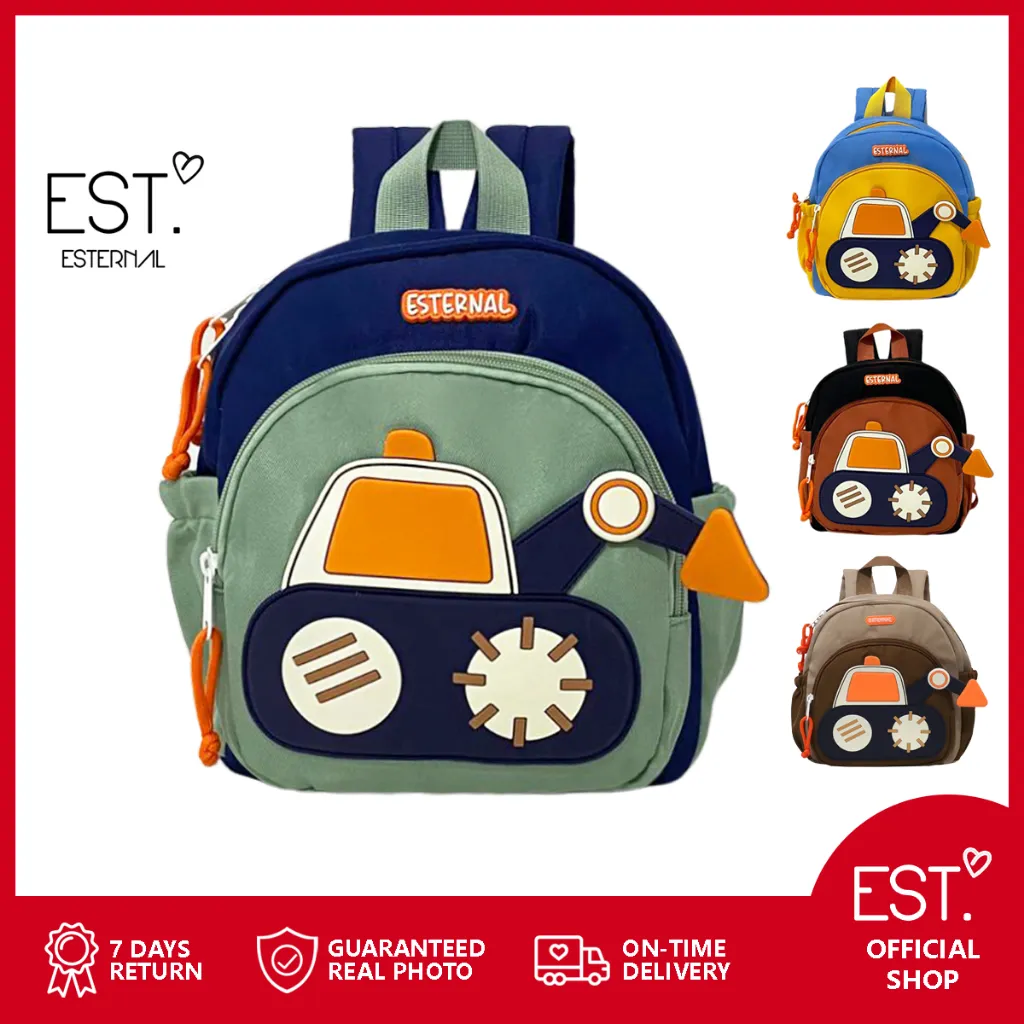 ESTERNAL - Tas Sekolah Anak Laki Laki TK PAUD Excavator Two Tone