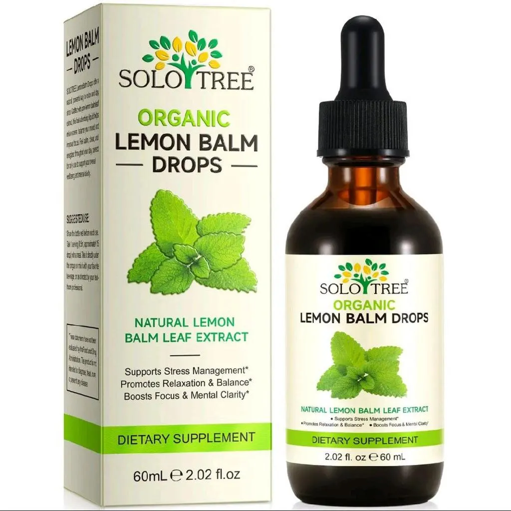 Solotree Organic Lemon Balm Drops Suplemen Herbal Cair untuk Mengurangi Kecemasan dan Meningkatkan Fokus dengan Ekstrak Daun Lemon Balm Alami Mengelola Stres Meningkatkan Relaksasi dan Fokus