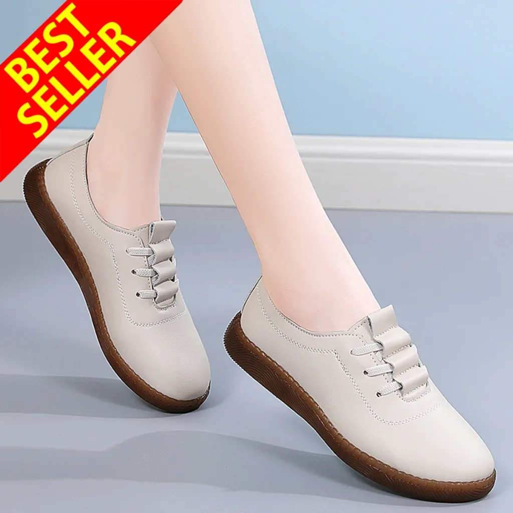 QINGSHUI Sepatu Flat Wanita Sepatu Kulit Super Lembut Loafers Wanita Kerja Flatshoes Terbaru Casual Shoes
