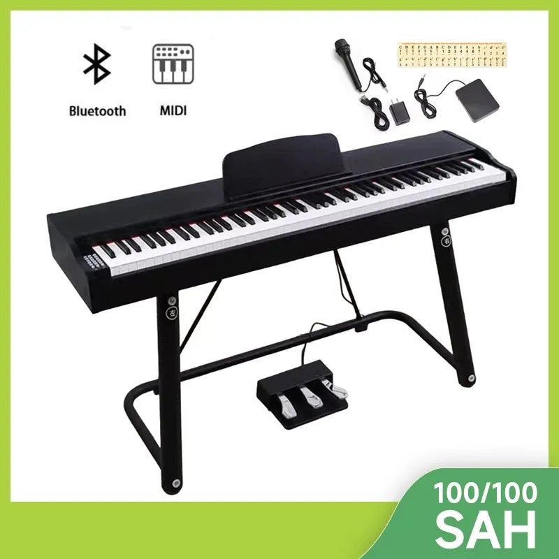 PLAYOU Piano Digital dengan Bluetooth 88 Keys Profesional Wood Smart Midi Portabel Piano Keyboard Piano elektronik penginderaan kekuatan