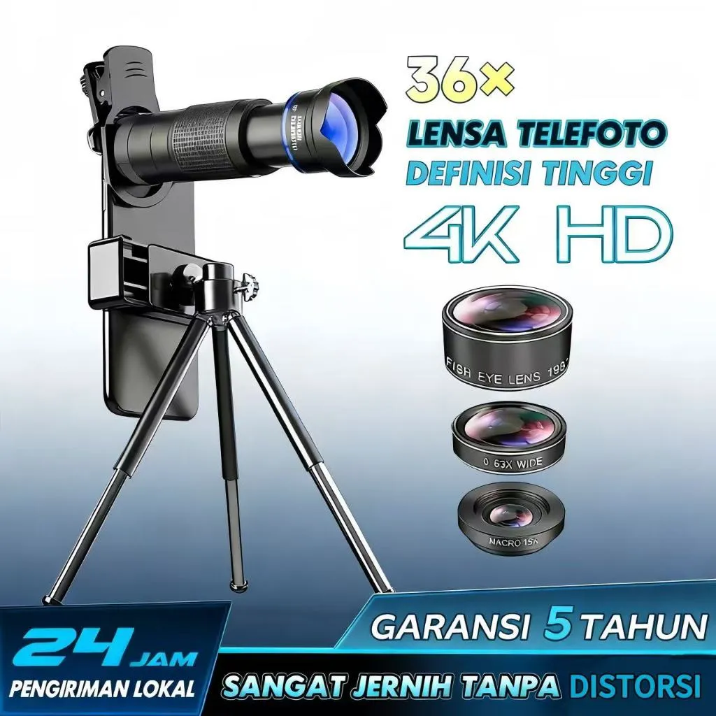 [Big Sale] LENSA Kamera HP Apexel 28x Zoom Universal Telephoto 36x 60x Zoom + Tripod Aluminium vlog Paduan Teleskop Lensa telefoto