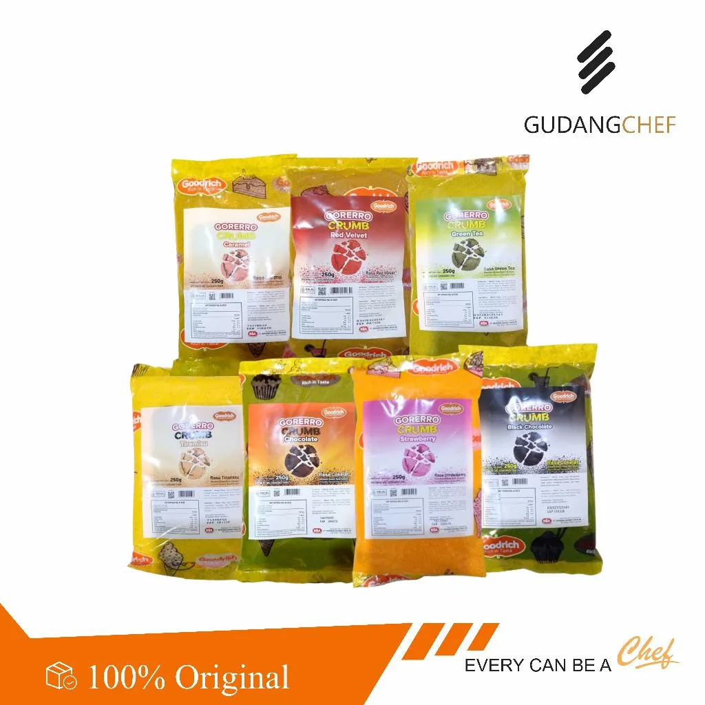 Goodrich Gorerro Crumb Aneka Rasa 250gr | Remahan Biskuit Premium untuk Dessert, Cake, dan Topping