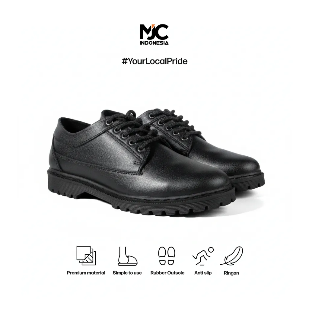 MJC Indonesia URBAN – Sepatu Pantofel Pria Hitam Elegan | Nyaman Dipakai, Anti Slip, Premium & Ringan