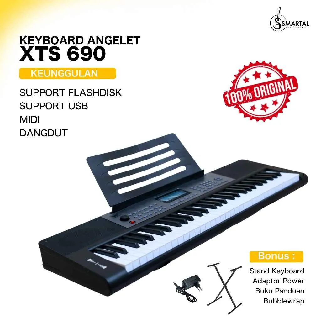 Piano Keyboard Angelet XTS-690 Pro Original Cocok Untuk Pemula Anak Dewasa