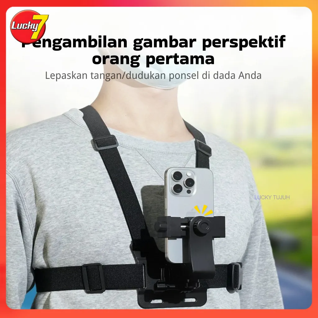 [COD] Penyangga HP Dada Perspektif Orang Pertama – Dudukan Dada Tali Elastis untuk Outdoor, Memancing, Sepeda, Live Streaming –LuckyTujuh/penyanggaPonsel
