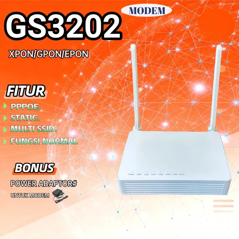 BARU GS3202 ONT MODEM GPON/EPON/XPON ONU + Dengan Adaptor