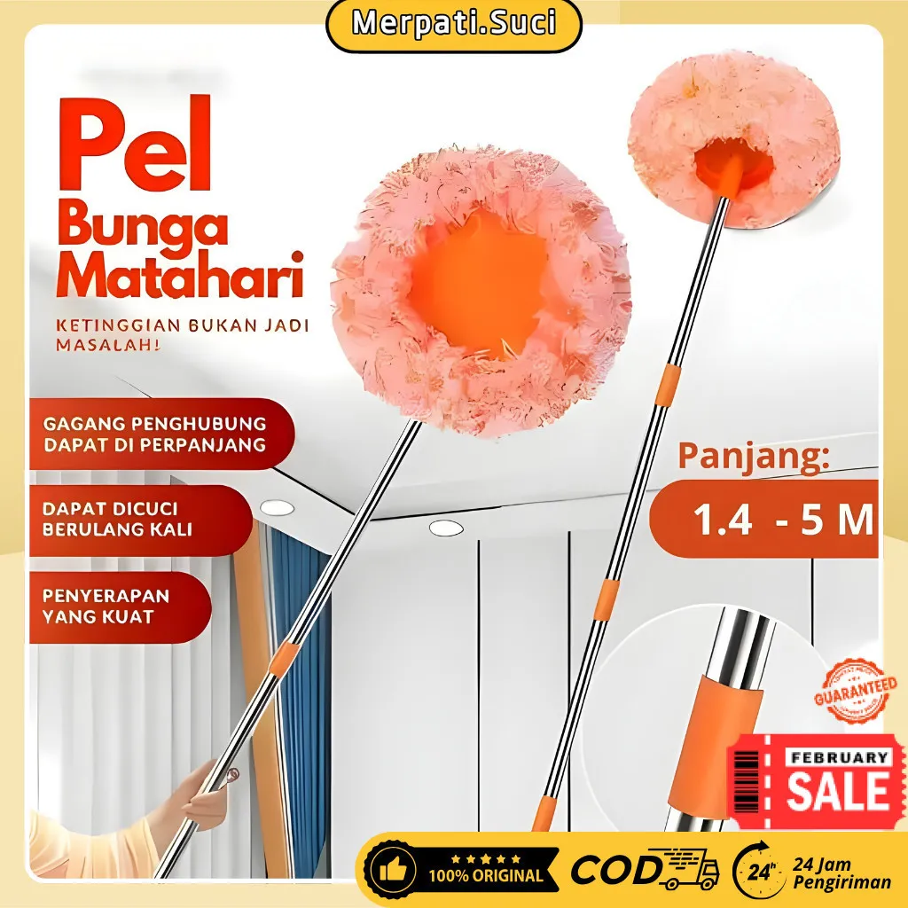 1 Set Alat Sapu Plafon Pembersih Rumah Membersihkan rak sepatu Pel Dinding Multi Fungsi pel 1.4M-5M