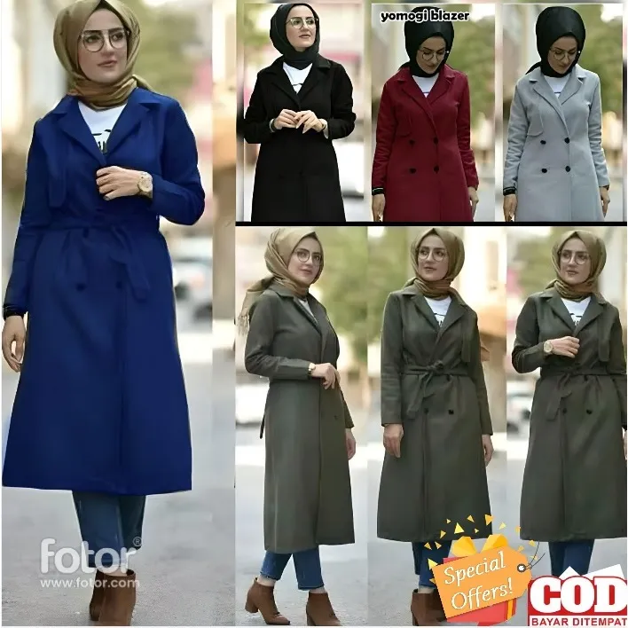 DNKRI - Long Blazer Coat Musim Dingin Umroh Haji Wanita Tebal Jaket Wanita outer atasan syari winter