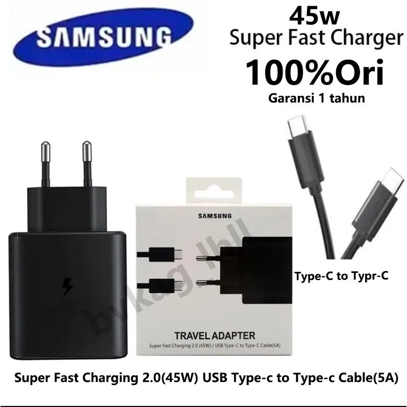 Charger Samsung Type C Original Super Fast Charging  45W  25W Type C to Type C Original 100%