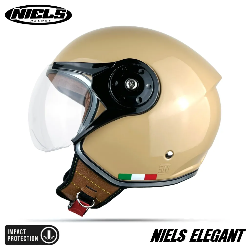 NIELS - Helm Bogo Retro Hijab Elegant Dewasa Kaca Pilot SNI Motorcycle