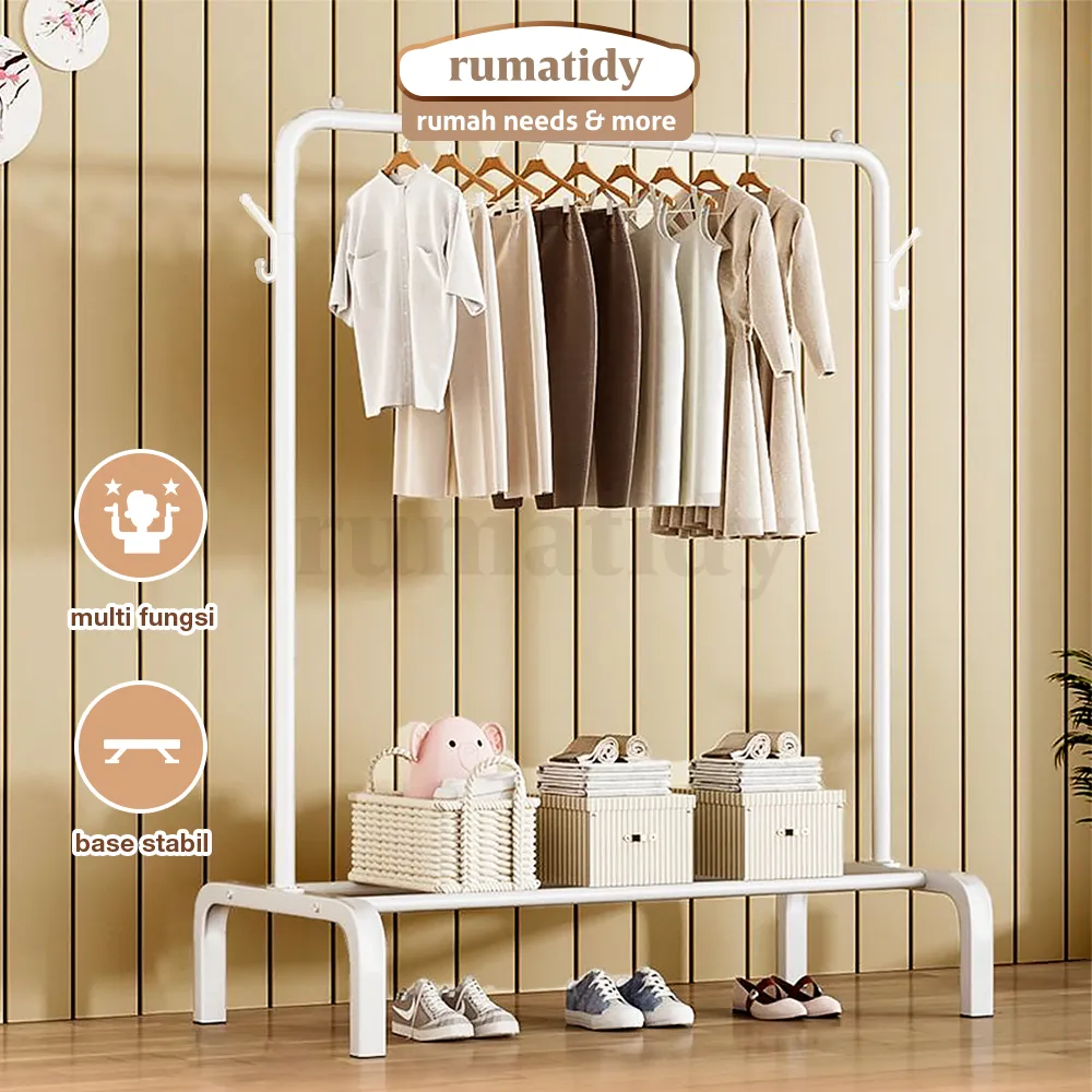 RUMATIDY - Stand Hanger Rak Baju Pakaian Serbaguna Gantungan Baju Besi Tempat Gantung Premium Kokoh