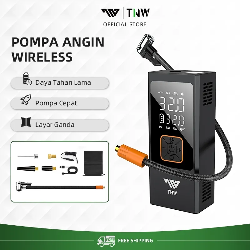 TNW CI12 Pompa Ban Motor Dan Mobil Electric Air Pump Car Air Pump Tire Inflator Portable Mini Pompa Angin Elektrik 10000mAh