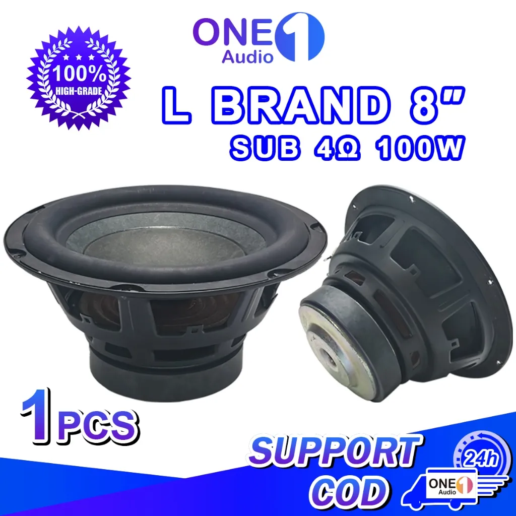 OneAudio Speaker Mobil Subwoofer L Brand 8 inci Bass 4 Ohm 150W Subwoofer 8 inci