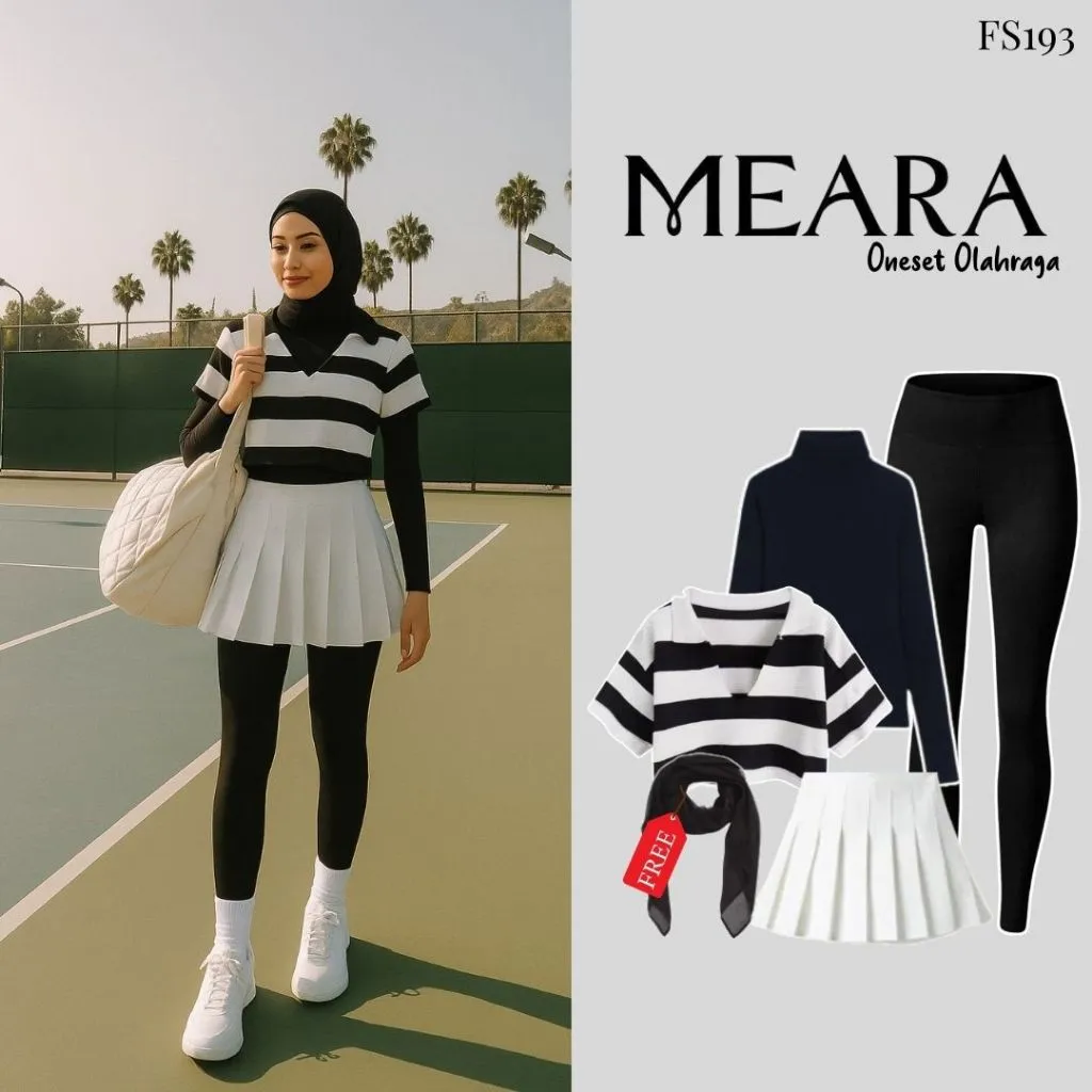 Meara Oneset Olahraga (Kaos Crop, Rok Mini, Inner, Legging) Set Outfit Tenis/Badminton/Padel |FS193