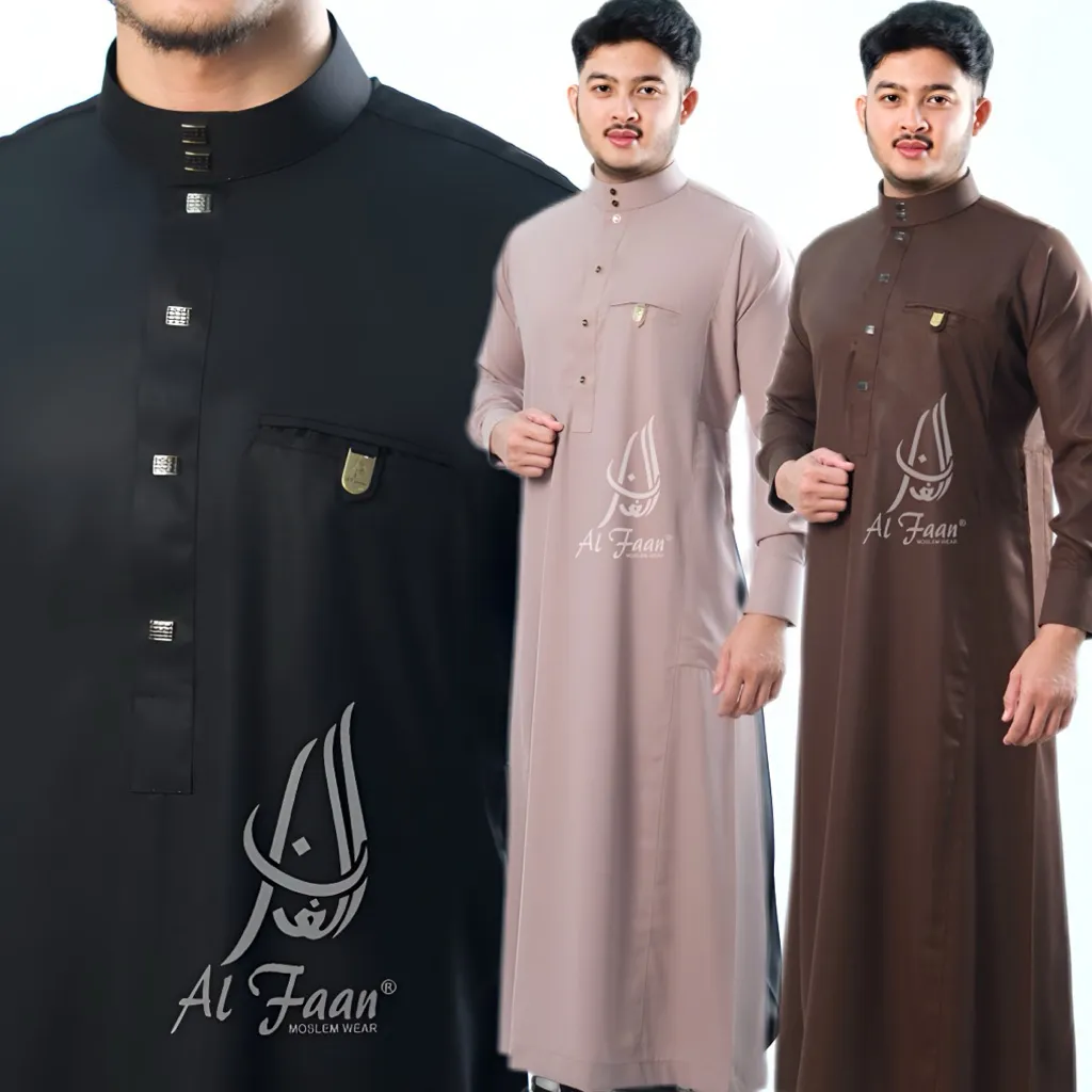 Slimfit Jubah Gamis Pria Alfaan Manset busana muslim jubah pria muslim model terbaru Alzan