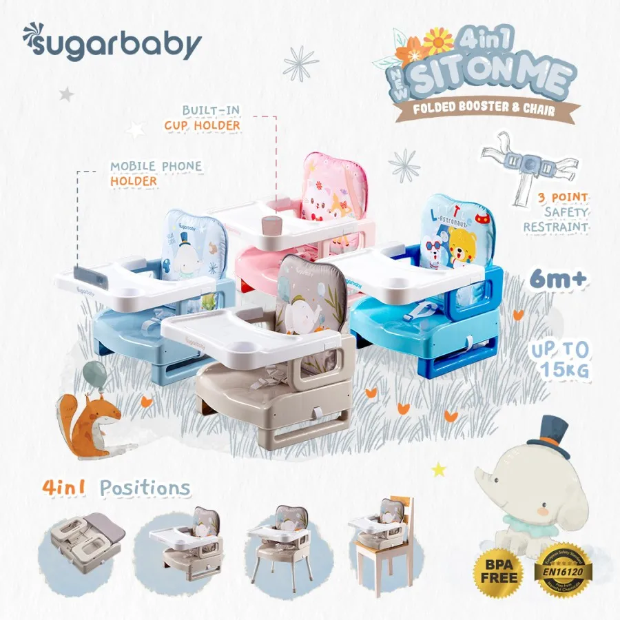 Sugar Baby 4in1 SitOnMe Folded Booster & Chair / kursi Makan Anak/ Sit On Me Kursi Makan Mpasi Bayi - Boster Seat - Kursi makan bayi - kursi bayi - kursi mpasi