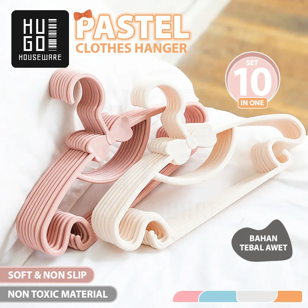 HUGO Hanger Gantungan Baju Anak Isi 10 Pcs Gantungan Pakaian Bayi Balita Serbaguna Hanger Plastik Kecil