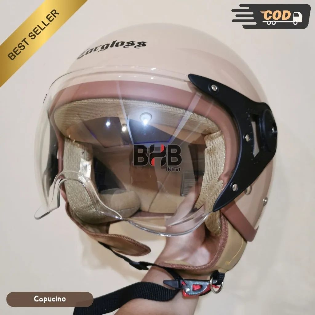 Helm Hijab Anti Pusing Kaca Pilot Helm Dewasa