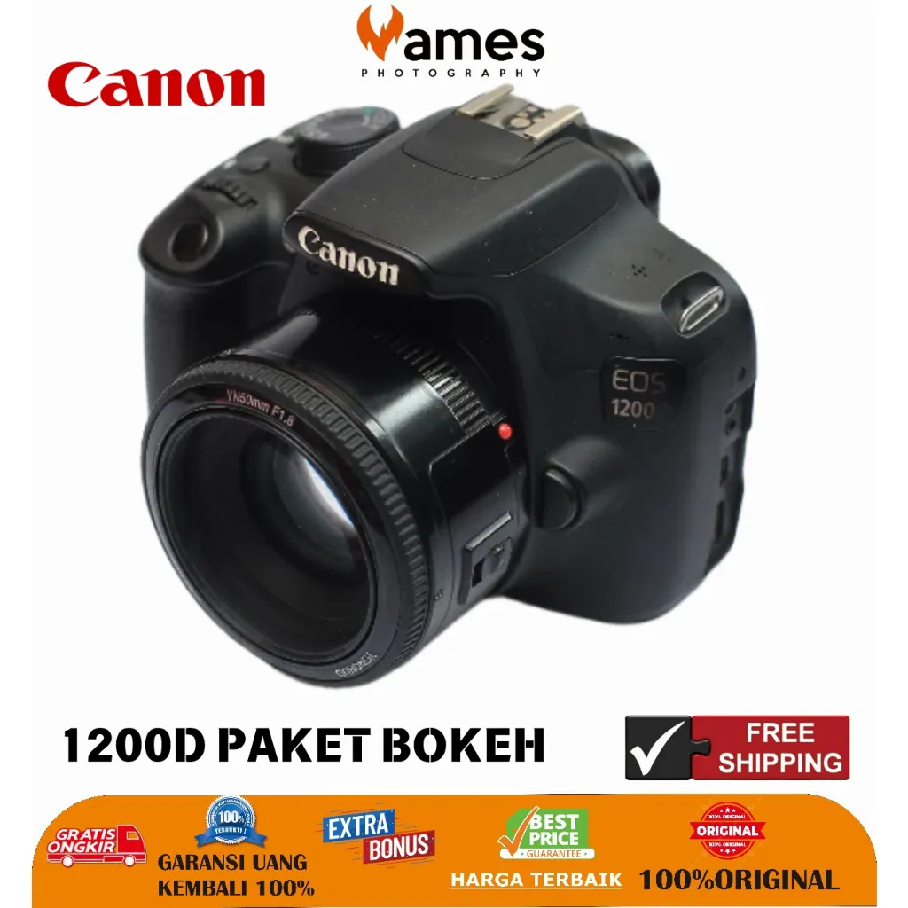 Canon 1200D Lensa Fix YN 50mm F1.8 Yongnuo Kamera DSLR - Paket Bokeh Vg -Likenew