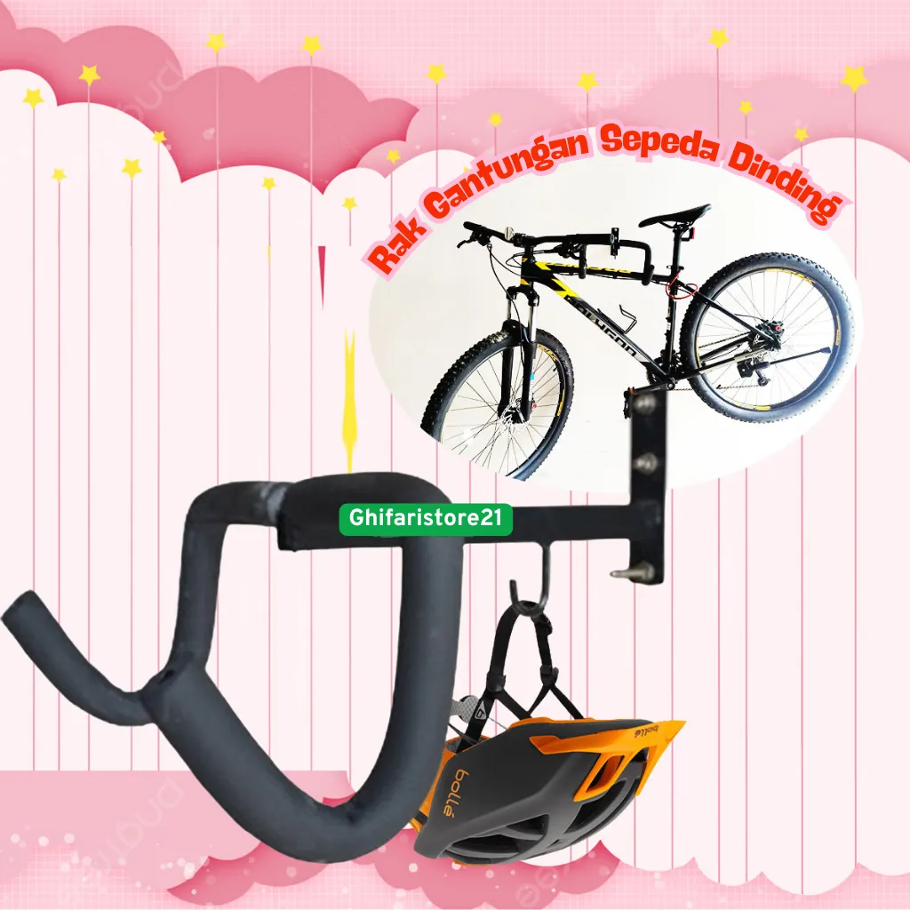 Rak Gantungan Sepeda Dinding Tembok Gantungan Sepeda Lipat MTB Gowes dan Helm Bisa Dilipat