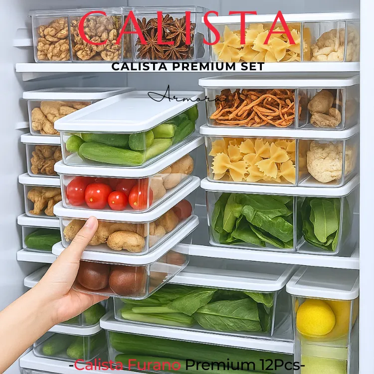 TOPLES PLASTIK CALISTA FURANO SET 6 TEMPAT KOTAK BOX WADAH PENYIMPANAN MAKANAN FOOD CONTAINER SET FOOD PREPARATION STORAGE TOPLES KULKAS TEMPAT BUMBU DAPUR TEMPAT PENYIMPANAN SAYUR BUAH IKAN DI KULKAS CALISTA TOPLES SET