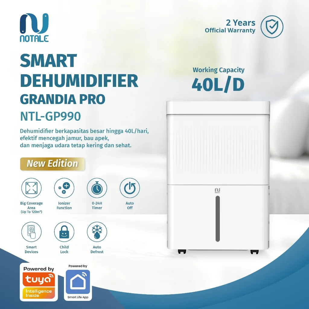 Notale Grandia Pro Smart Dehumidifier 40L/hari with Wifi Atur Pelembab Ruangan