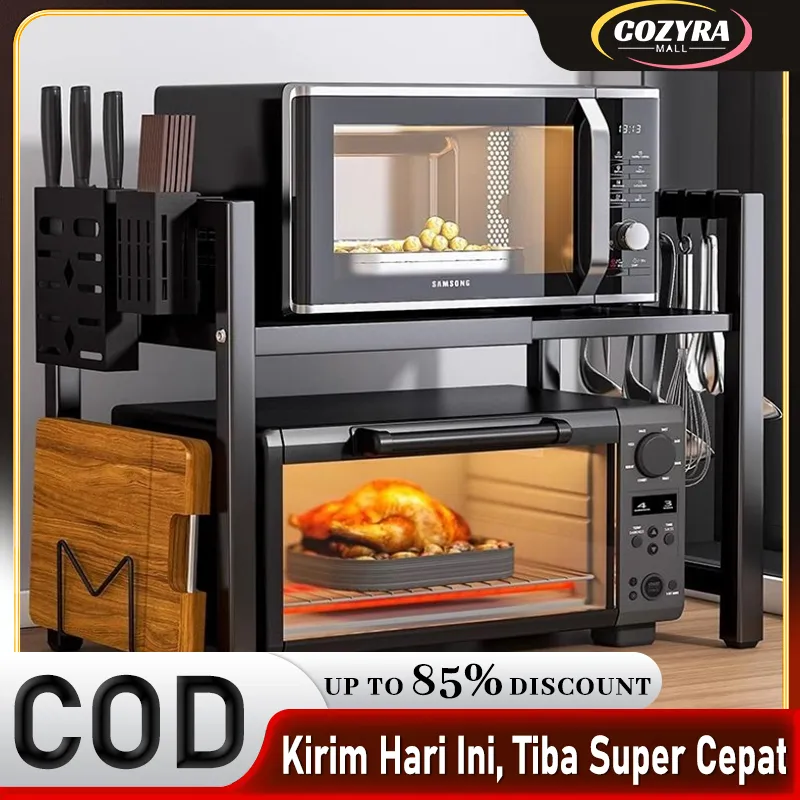 [dapat diregangkan] Microwave Rak Oven Rak Bumbu Dapur Rak Panci Rak Penyimpanan Serbaguna Penyimpanan Rak Rice Cooker Rak Penyimpanan Rak Bumbu Rak Microwave Rak