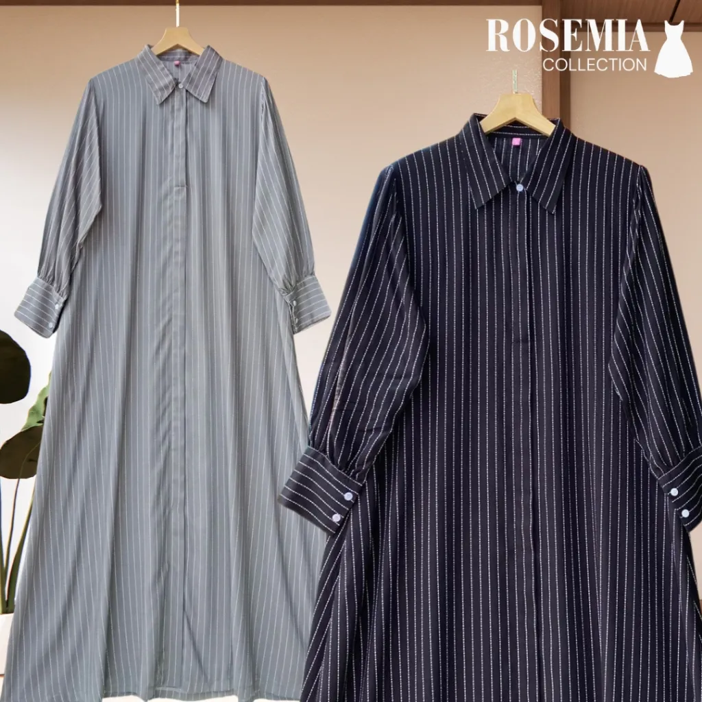 Anaya Dress Salur Series Bahan Rayon Premium Guardian Model Kekinian