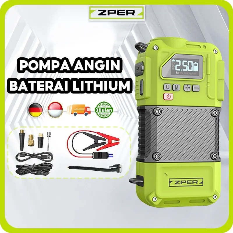 ZPER Alat Jumper Aki Mobil Portable Charger Aki 12 Volt Otomatis Pompa Angin Ban Motor Kabel Pompa Ban Elektrik