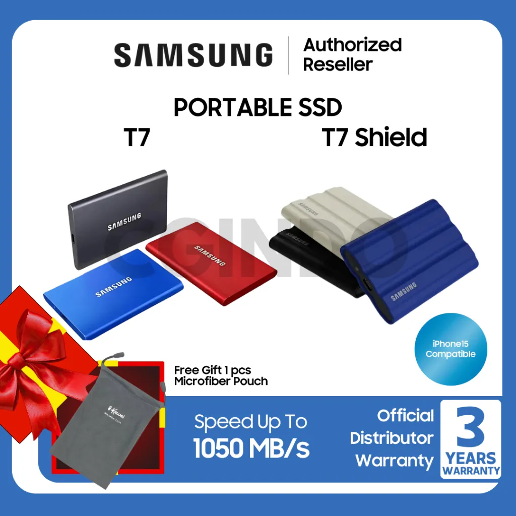 Samsung T7 / T7 Shield SSD Portable SSD 1TB / SSD 2TB / SSD 4TB SSD External SSD Eksternal SSD Samsung WD SSD SANDISK - Garansi 3 Tahun