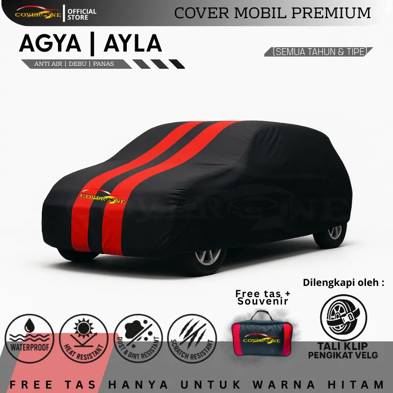 Selimut Sarung Body Cover Mobil Agya Ayla Outdoor Indoor Waterproof Anti Air Free Pengikat Ban