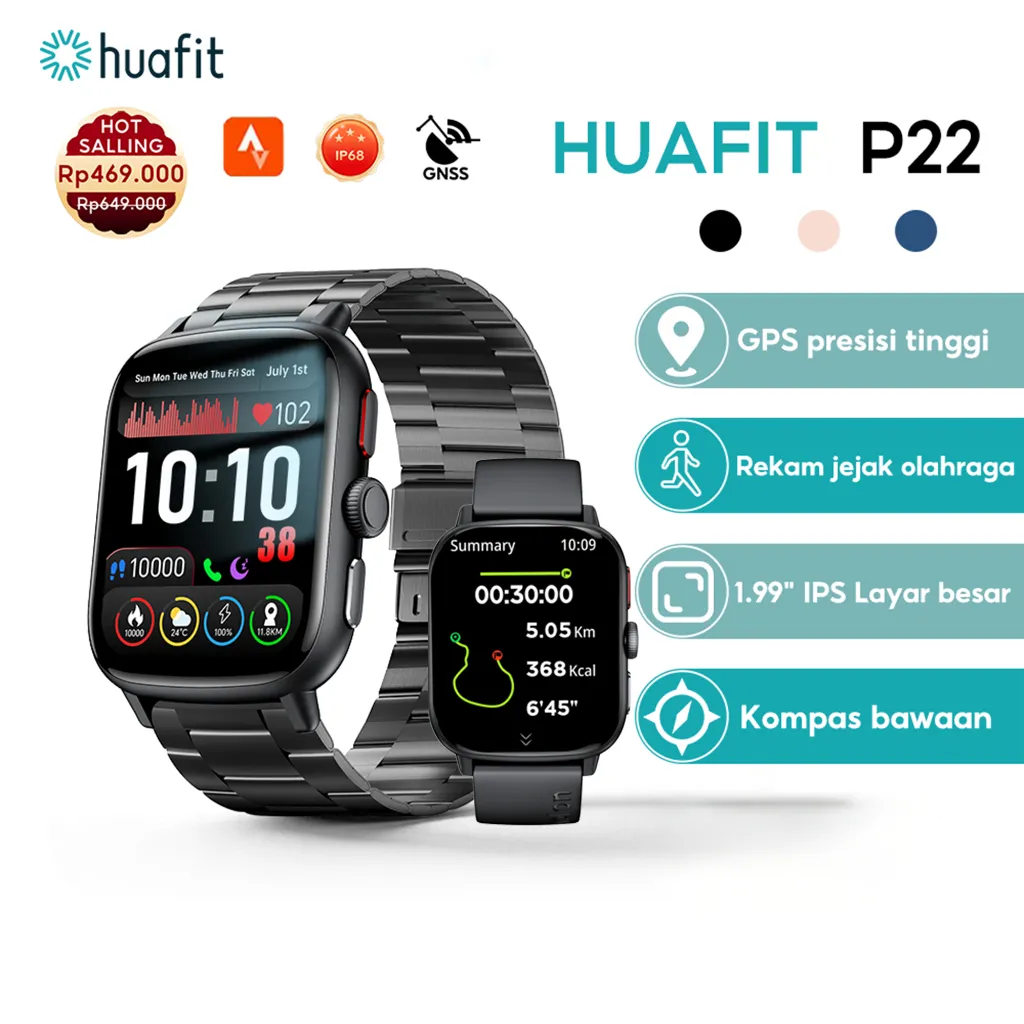 [NEW] Huafit × Aolon Smartwatch P22 GPS Kompas Waterproff  1ATM 100+ Mode Olahraga Rekor Pace Connect Strava Panggilan Bluetooth Pemeriksaan Kesehatan Pemberitahuan Pesan Kalkulator Aolon Smart Watch