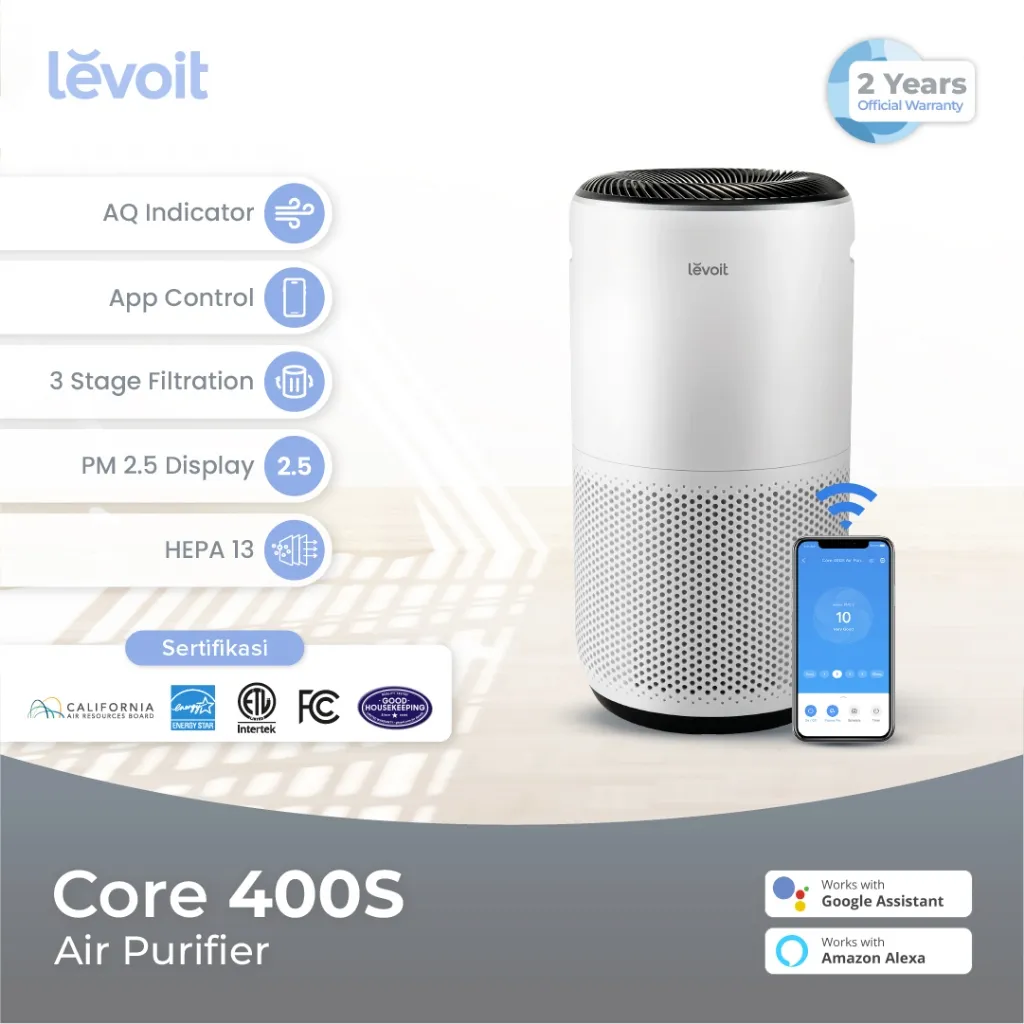 Levoit Air Purifier Core 400S Smart Wifi True HEPA H13 Pembersih Udara Original