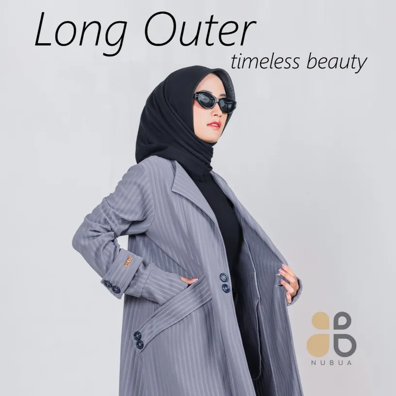 (100 Ori) "Dafii" Long Outer by NUBUA — Outer Elegan Muslimah Modern