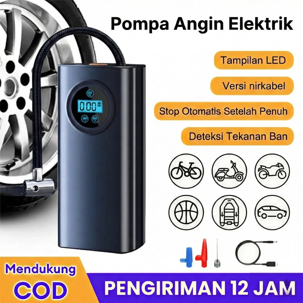 Pompa Ban Motor Dan Mobil Electric Portable Electric Mobil Tampilan Cerdas Inflator Deteksi Tekanan Ban Nirkabel Portabel