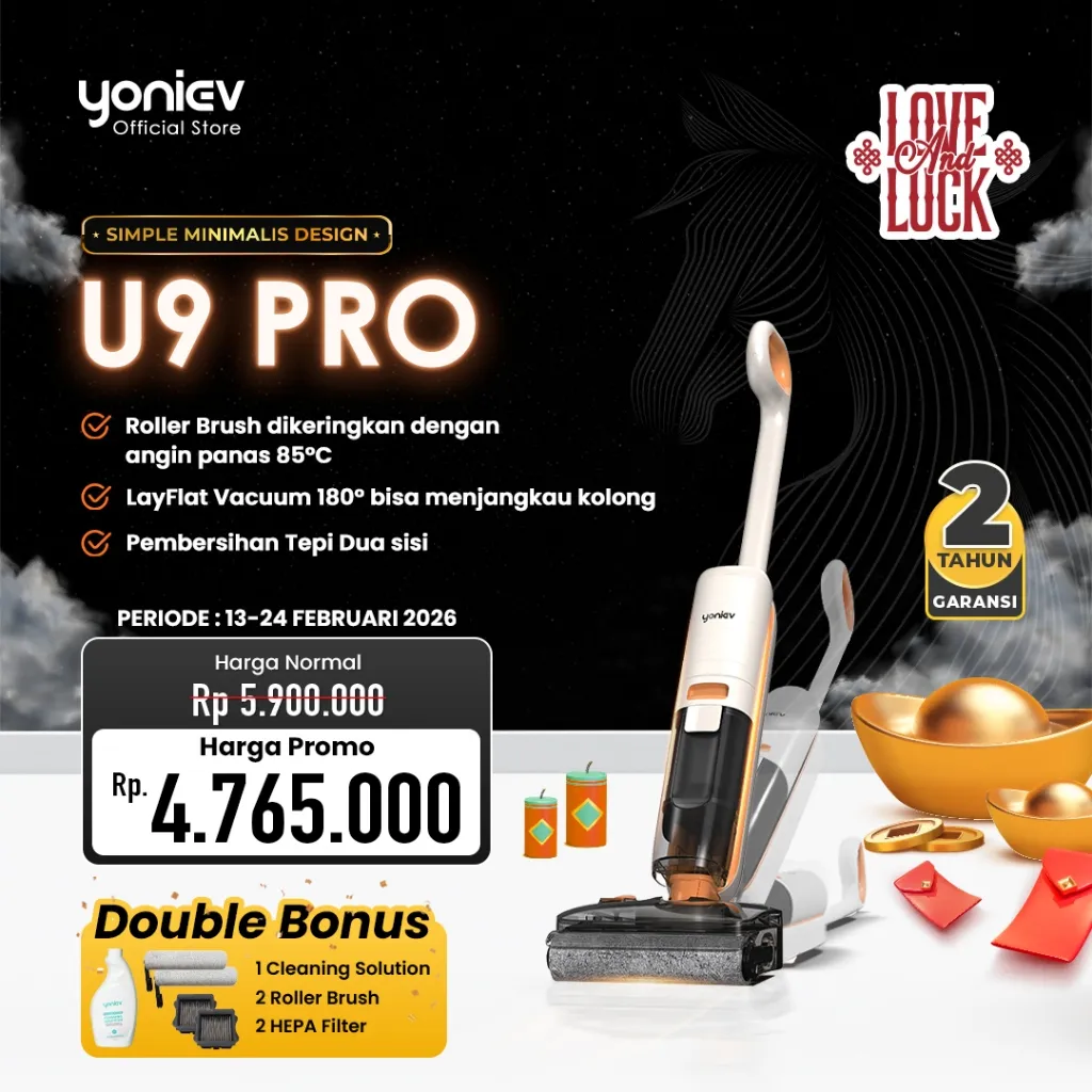 Yoniev U9 Pro Vacuum Cleaner Wet Dry Cordless Vacuum Cleaner and Floor Washer Penyedot Debu