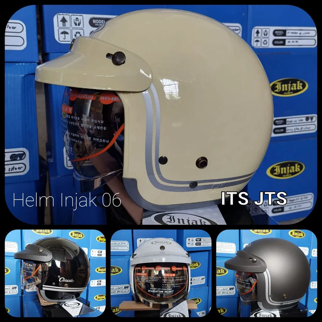 HELM INJAK 06 ORIGINAL | HELM RETRO DENGAN KACA DALAM (OPEN VISOR)