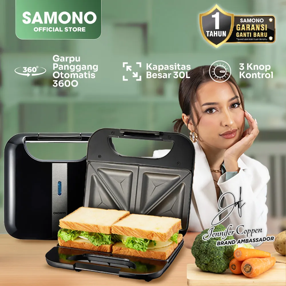 SAMONO Sandwich Maker 2 Set Pemanggang 400 Watt Anti Lengket SW-SM400 Garansi 1 Tahun