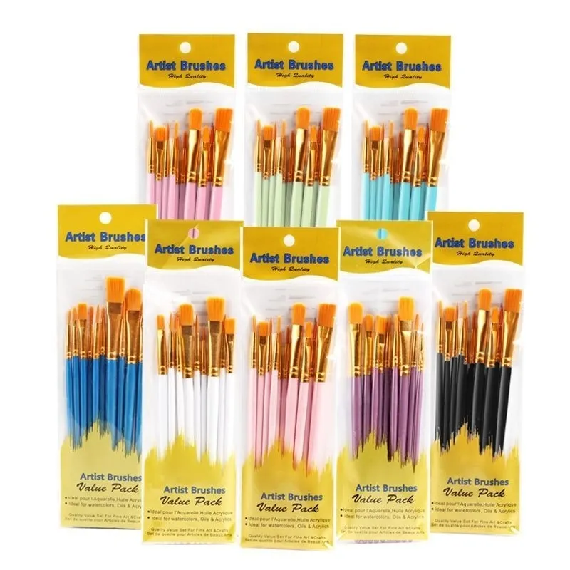 MIGU 1 Set 10 Pcs Kuas Lukis Set Kuas Nylon Kuas Cat Air Nilon Isi 10Pcs