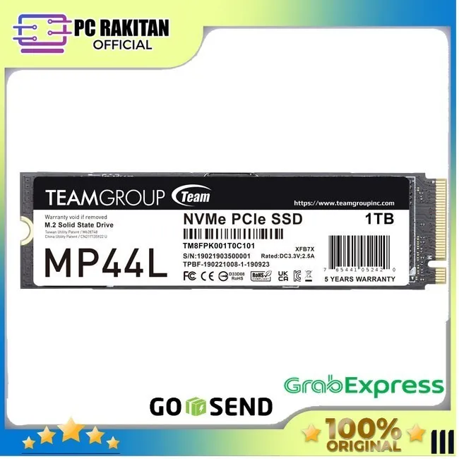TEAM SSD NVME GEN4 MP44L 1TB PCIE 4.0 M.2 2280 5Y - UP TO 5000 MB/S