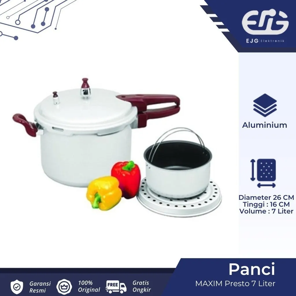 Maxim panci presto Alumunium 7 liter pressure cooker 7L pengempuk daging ikan