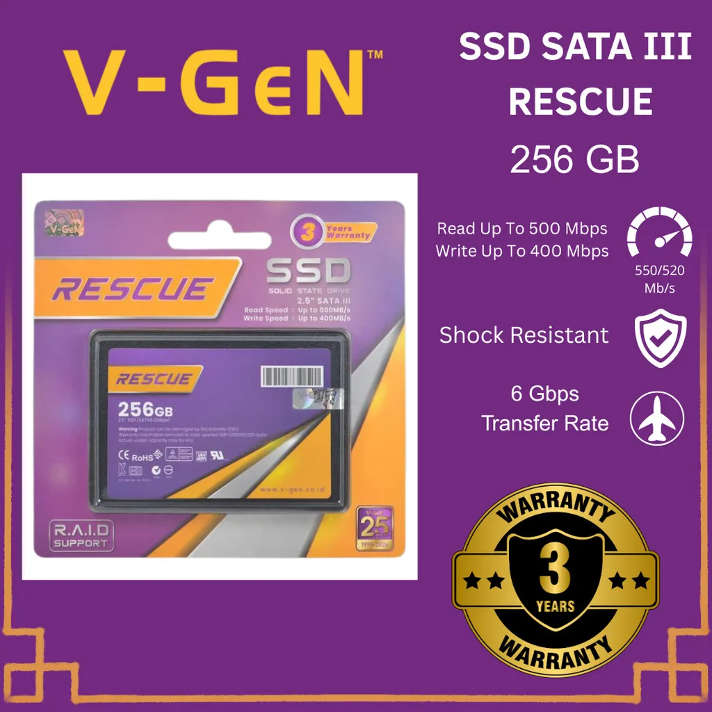 V-GEN RESCUE Ssd Sata III  128Gb / 256Gb / 512GB Solid State Drive 2.5"