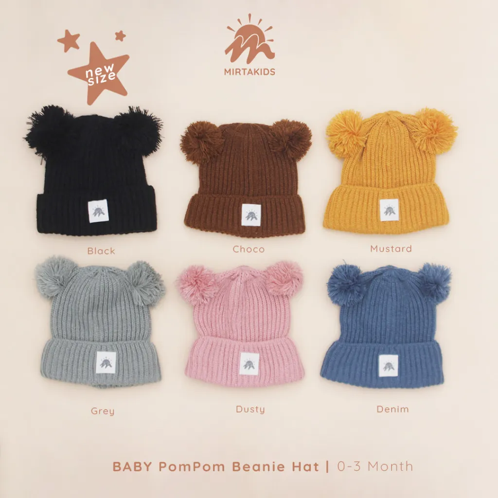 Mirtakids Baby Pom-pom Beanie Hat (0-3 Month) | Katun Rajut